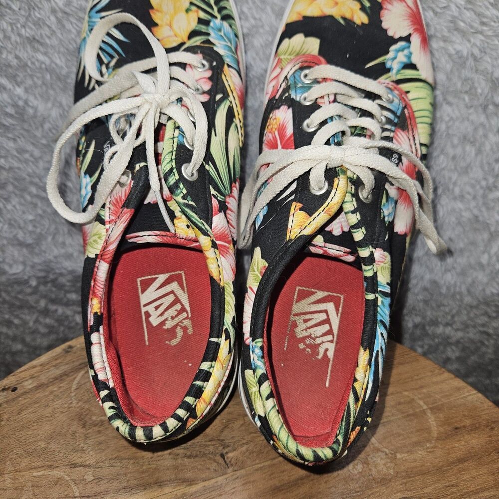 Vans Womens Black Hawaiian Print Shoes Size 8 Floral Colorful Tropical - Picture 6 of 8